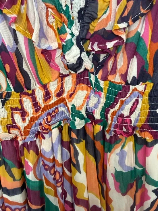 Anthropologie Multicolor Abstract Print Ruffle Maxi Dress 084 - Picture 8 of 8